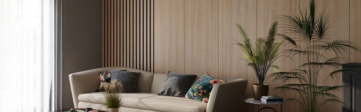Strama Panels — Grandson Oak and architectural wall panels in an interior space