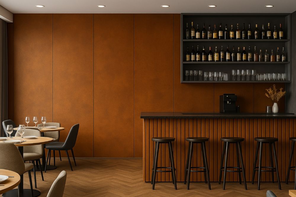Rust-toned corten textured wall panel